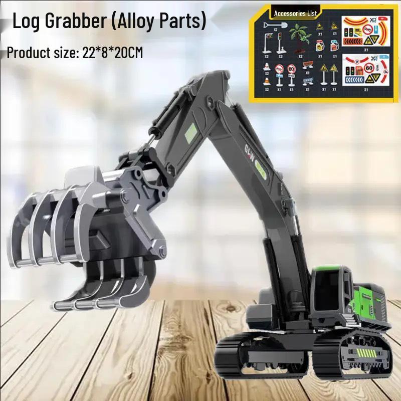 Children's Alloy Excavator Toy with Bucket & Drilling Machine for Boys Ages 2-5