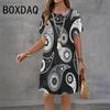 Ladies' 3D Diamond Printed Mini Dress Fashion Style Street Dress Summer Women Casual Round Neck Short Sleeve Mini Dress Vestidos