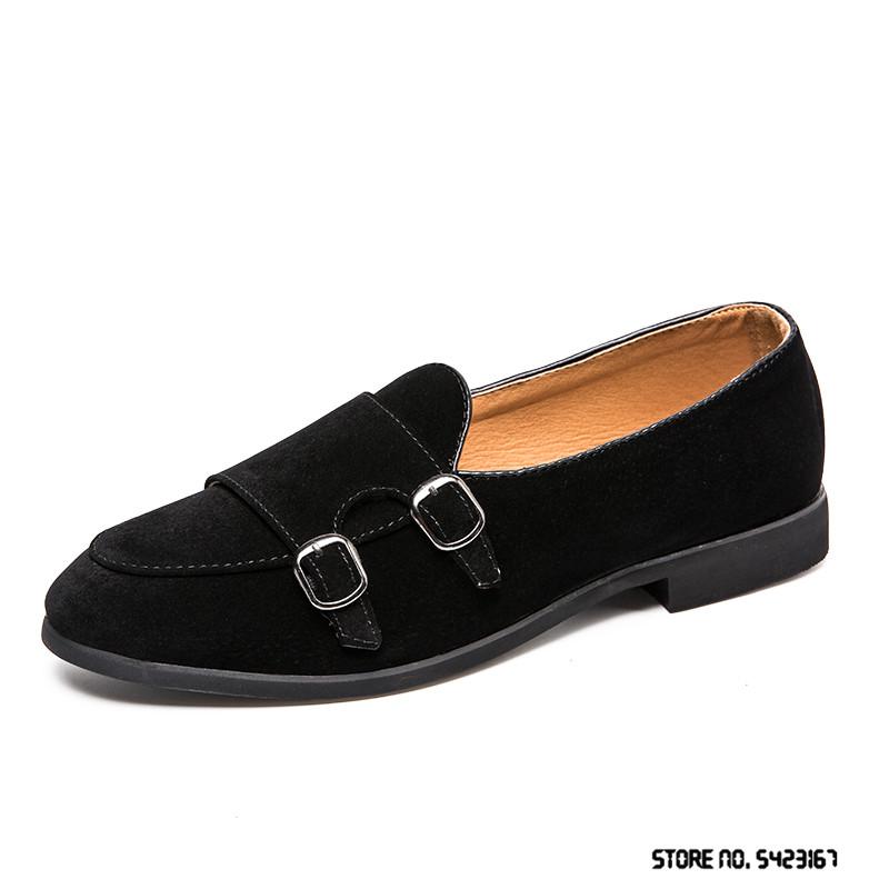Fashion New Designer British Suede Monk Strap Leather Shoes Flat For Men Dress Formal Wedding Prom Oxford Zapatos Hombre