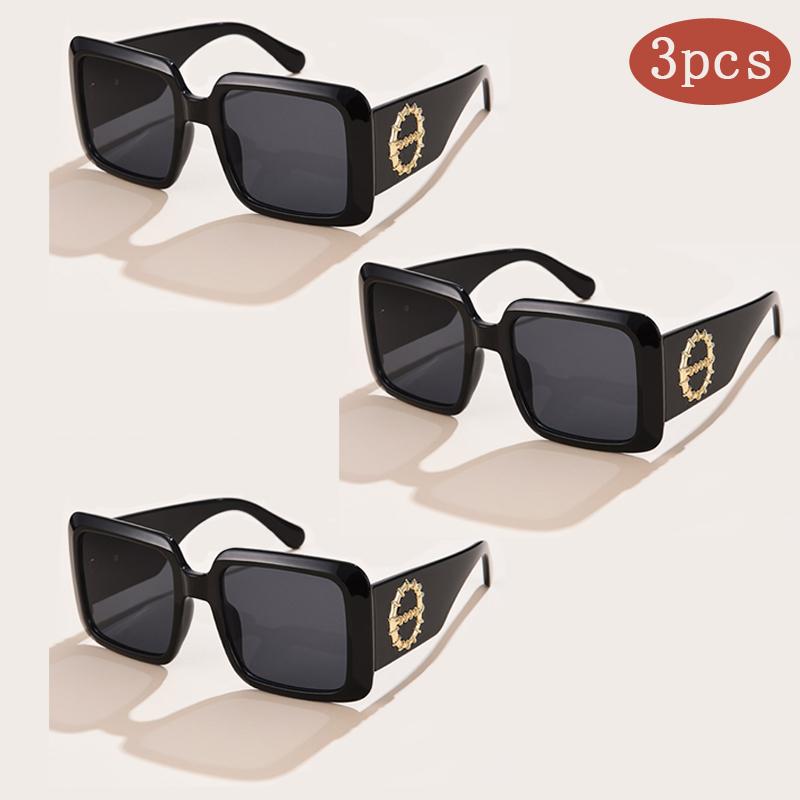 

3 Sets Fashion Square Frame Wide Legs Women Sunglasses Men Brand Design Summer Driving Sun Glasses Vintage Male Ladies Eyewear