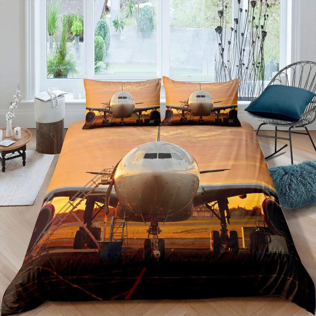 Flygplan Påslakanset Himmel Moln Polyester Täcke Överdrag För Barn Tonåringar Vuxna Sängkläder Set King Queen Storlek Med Örngott