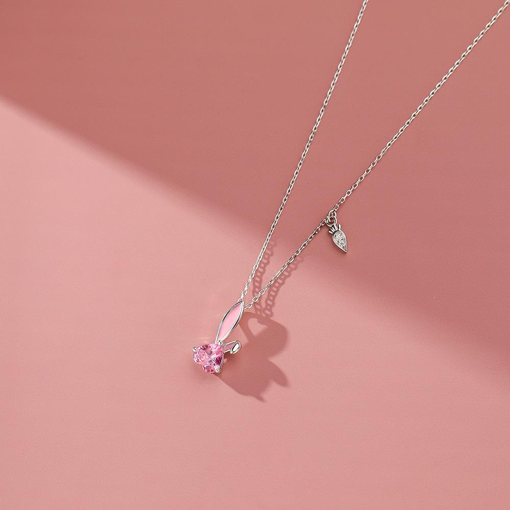 RUI RUI YU Rosa Cristal Coelho Pingente Colares Mulheres Clavícula Corrente Colares Joias