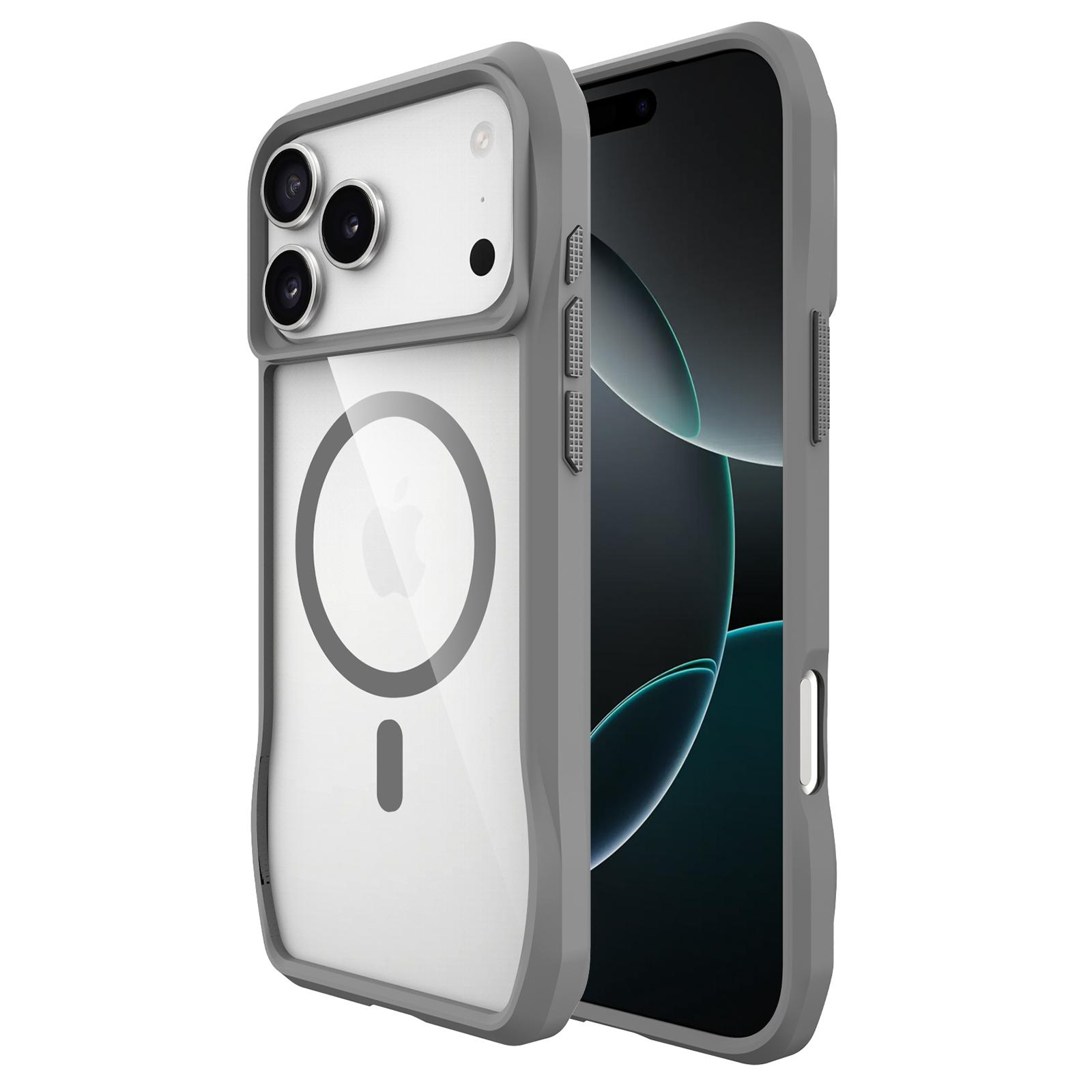 

For iPhone 17 Pro Case Compatible with MagSafe Solid Border TPU+PC Phone Cover Grey