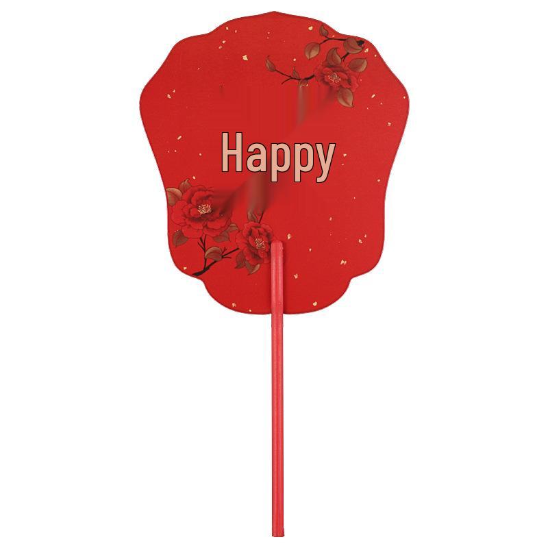 Chinese-Style Red Bridal and Bridesmaids Fan for Wedding Reception and Photos