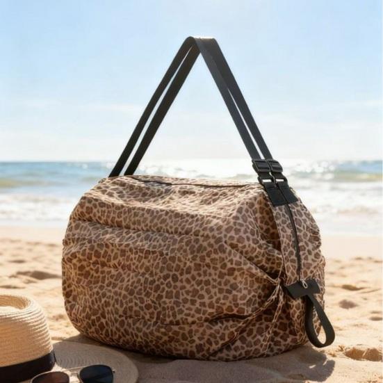 Handbag Foldable Reusable Shopping Bag with Strap Shoulder or Hand Carry Washable Nylon Tote Bag for Grocery Travel Outdoor Use