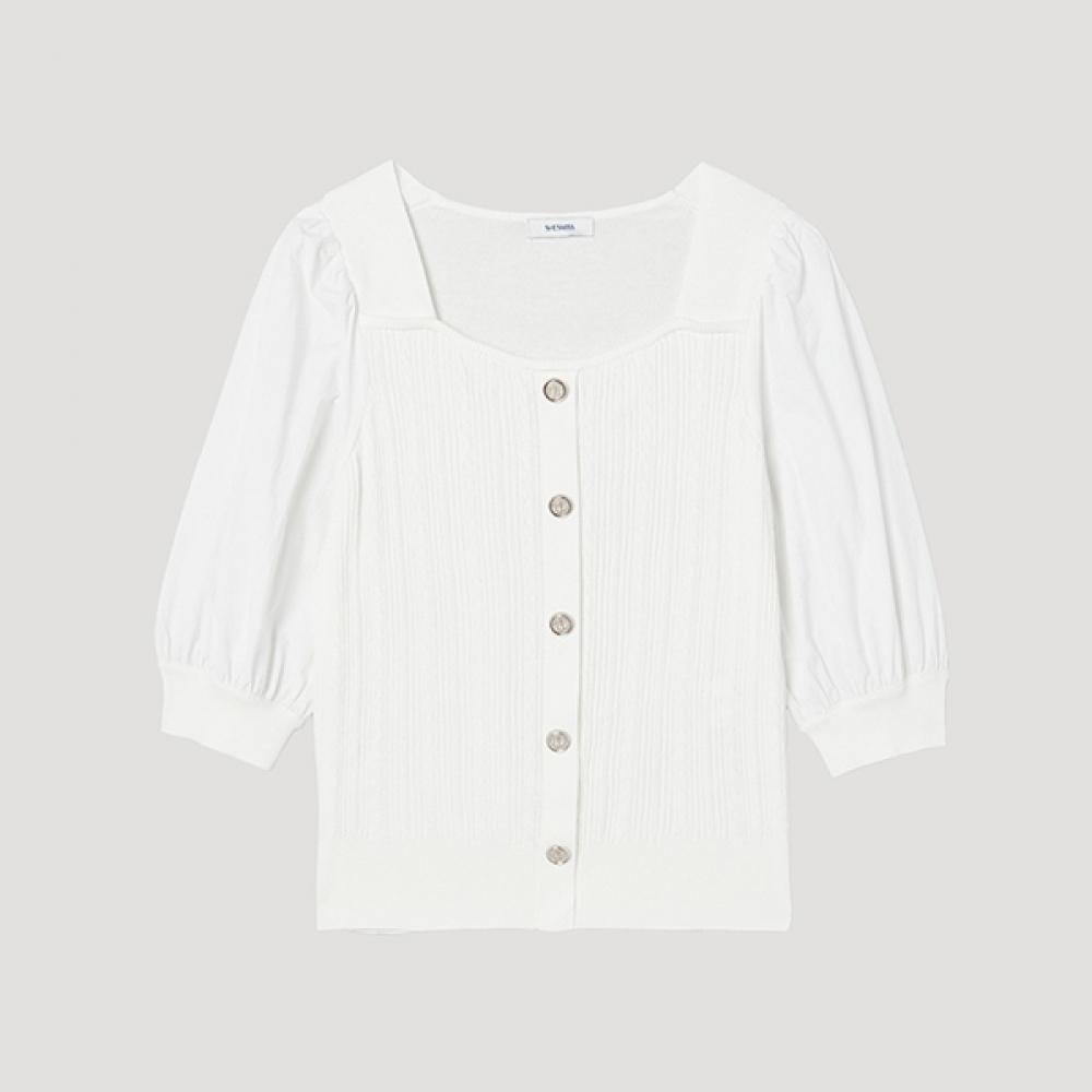 

[shs Miss] Текстурный блок с квадратным вырезом Трикотажный топ Sskpop22250 Ow off-white/55