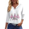 Women's T Shirt Tee Print Button 3/4 Sleeve Daily Weekend Fashion Basic V- Neck Regular Top