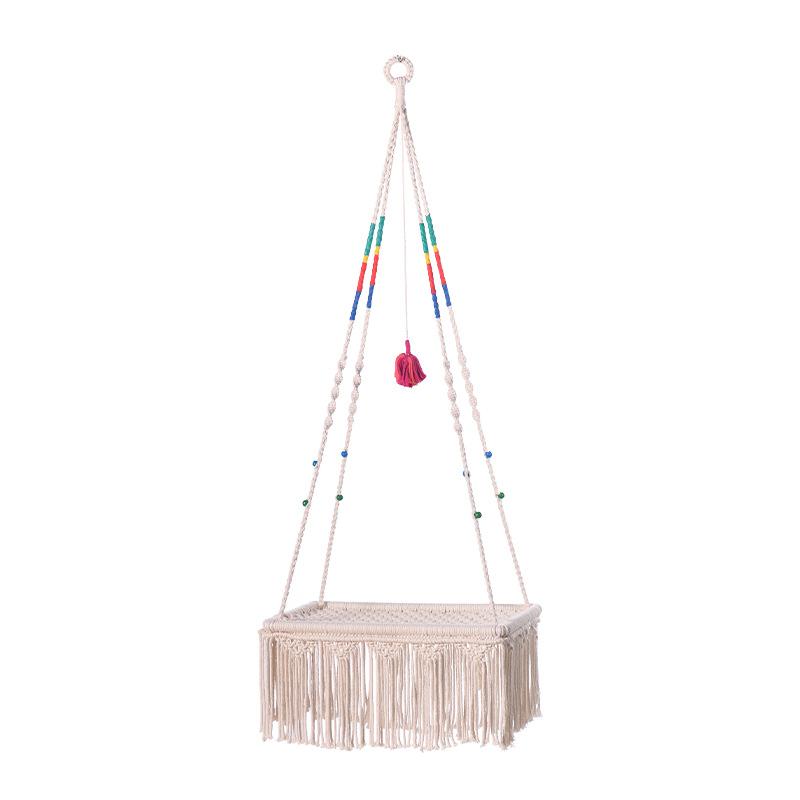 Hanging cat bed, lace cat bed, swinging tapestry pet bed, cotton rope swing chair, Bohemian kitten hammock Small Size45*28