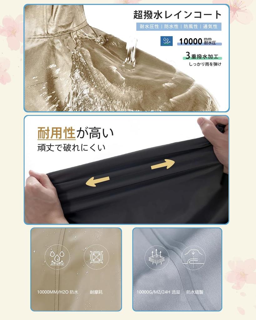 Vivirose Raincoat for 2025 New and Poncho with for and Motorcycle Long Windproof and Unisex Includes Storage Bag Army Cycling, Design, Women's Men's,