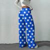 Women's Casual Fashion Printed Elastic Waist Loose Straight Leg Pants With Rope
