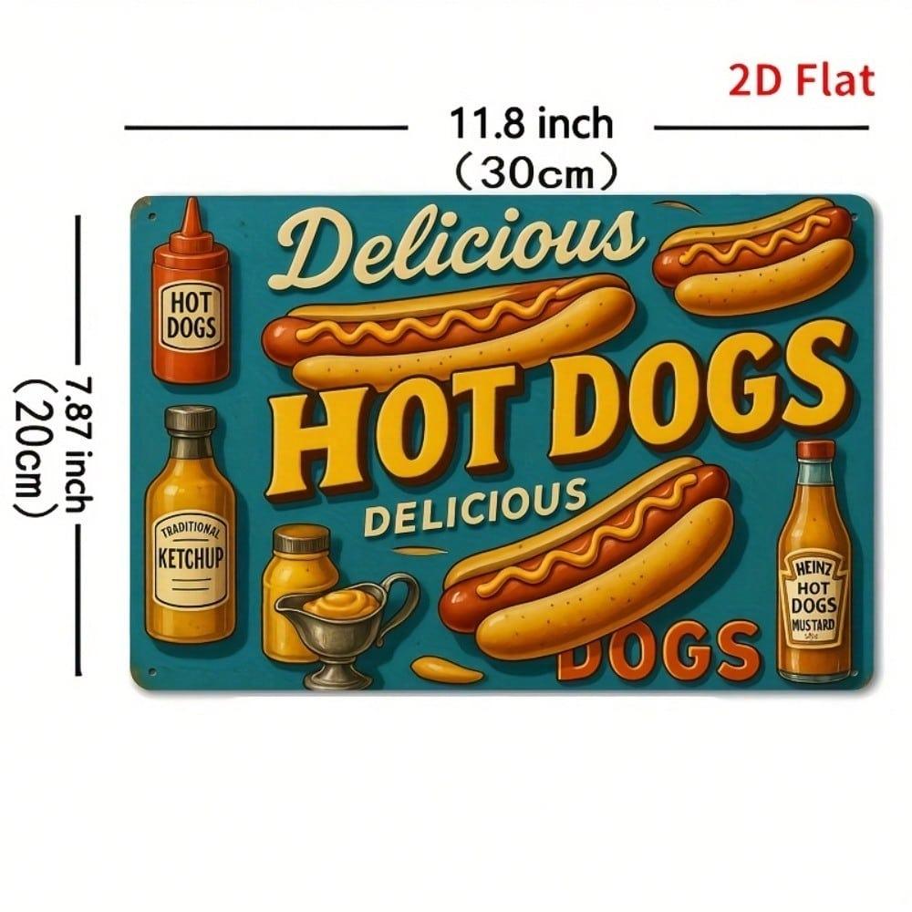 Vintage Hot Dogs Metallschild Retro Küchenwanddekor 7,8x11,8 Zoll