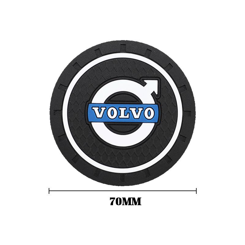 2Pcs Car Silicone Coaster Anti-Slip Water Cup Drink Mat Interior Decoration For Volvo XC90 V90 V60 XC60 V40 EC40 EX40 Keychain