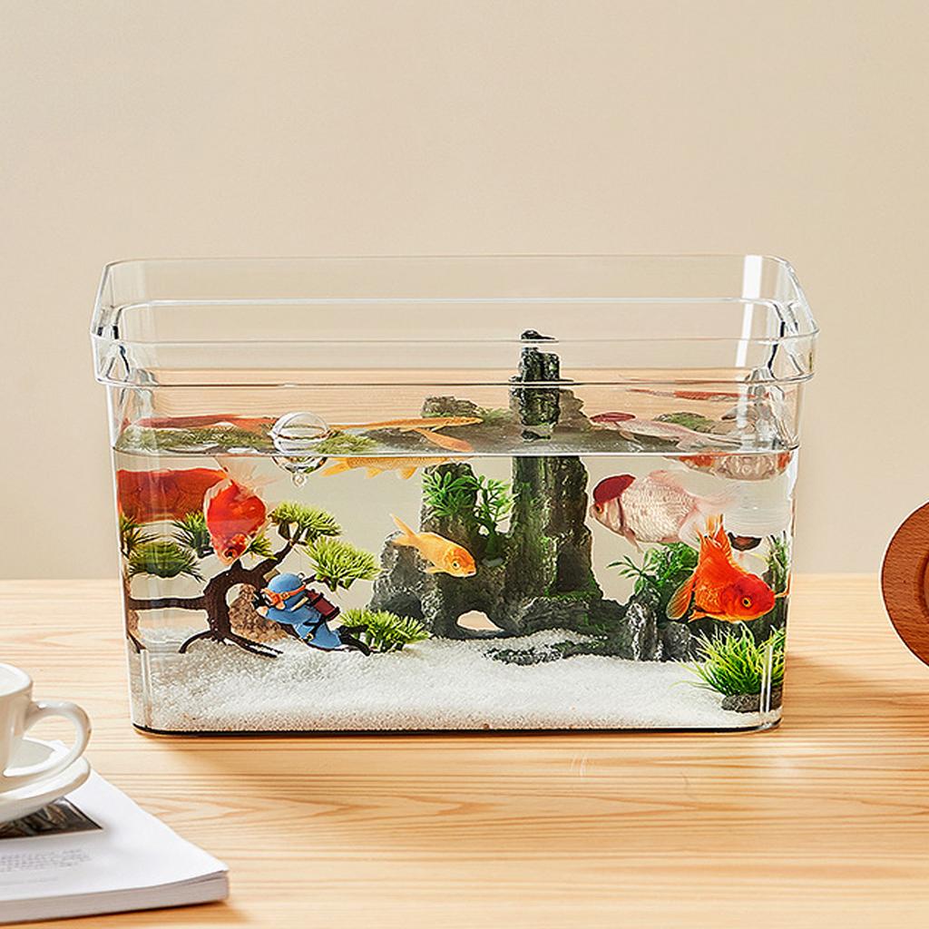 DIY Fischtank Stabil Leicht zu Reinigen Desktop Klares Aquarium Dekoration für Haushalt Wohnzimmer Mittel