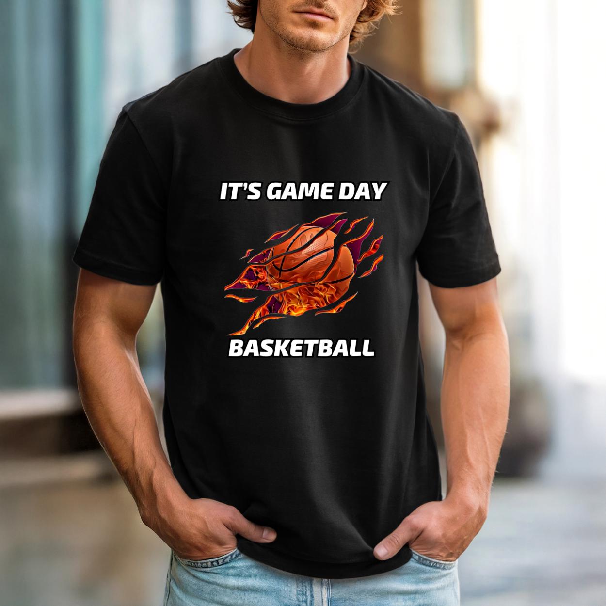 Flaming Basketball TShirt Game Day Sports Apparel Basketball Sportswear Casual Round Neck Shortsleeved Fashion Streetwear L