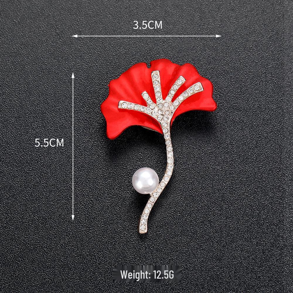 Exquisite Women's Red Flower Brooch – Niche Design, High-End Suit Accessory