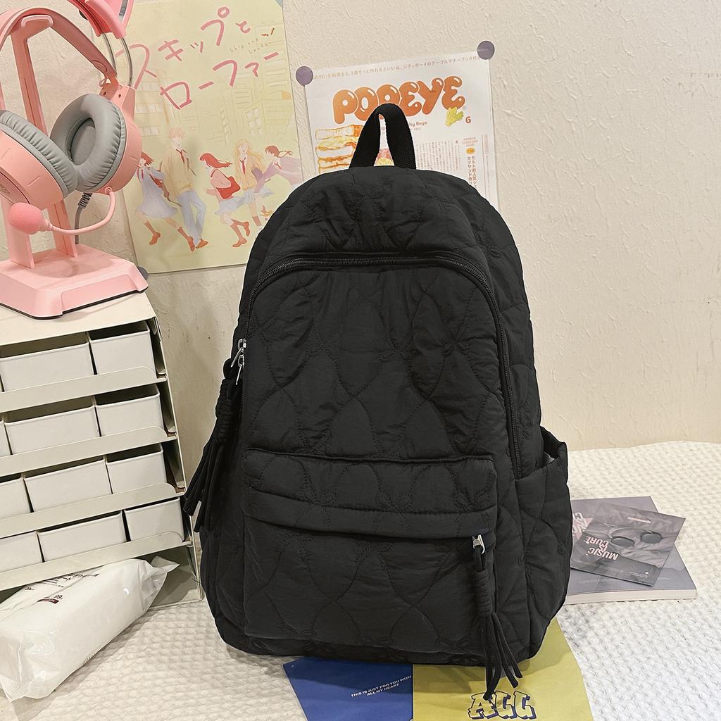 Schoolbag autumn and winter cotton clothes backpack 1011 new embroidered thread cotton-filled women's backpack fashion commuter leisure small backpack