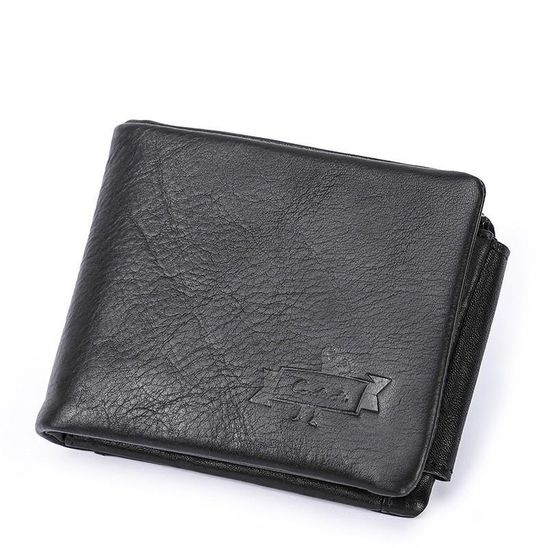 Retro Crazy Horse Leather Triple Fold Men s Wallet Horizontal 12x2x10