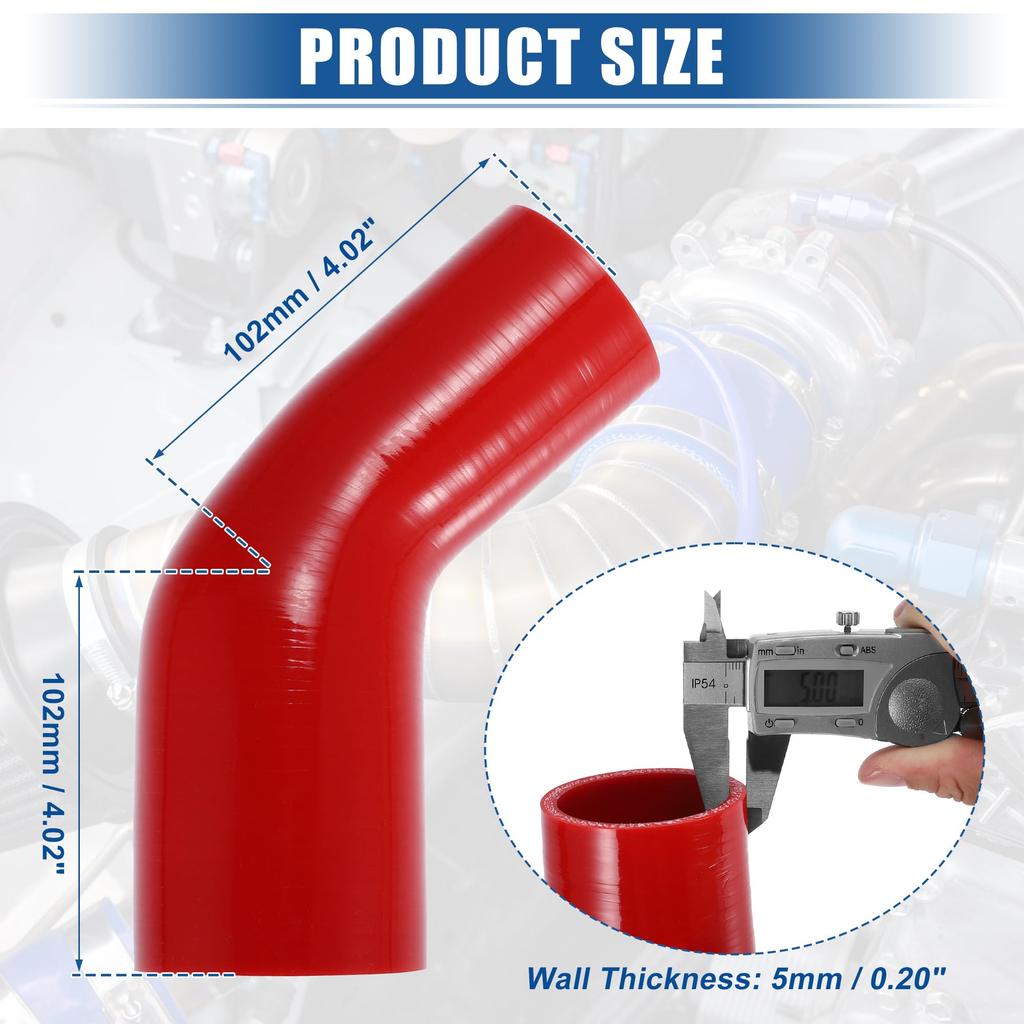 X AUTOHAUX Car Elbow Reducer Silicone Hose Coupler Intercooler Tube Intake Piping 45 Degree