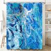 Modern Blue White Shower Curtain Waterproof Fabric Bath Decor Abstract Design Print Room Decoration Extra Long 72x84in (193cm x