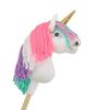 Hobby Horse Unicorn On a Stick, Small White with Colorful Mane and Golden Horn