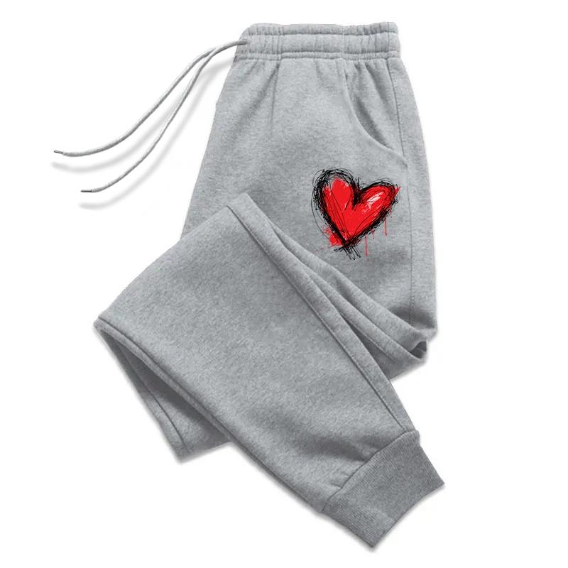 Womens Red Heart Printed Sweatpants Casual Trousers Fitness Jogging Sports Pants Outdoors Fashion Sportswear Daily Simple Pants