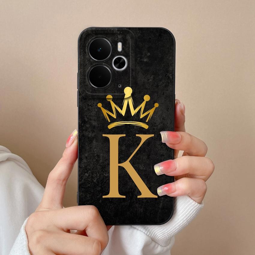 For Oppo Realme 14 15 16 13 Pro 14T 14X 15T 15X 14ProLite Phone Case Luxury Gold Crown Letters Shell Lightweight Matte Silicone Camera Protector Cover