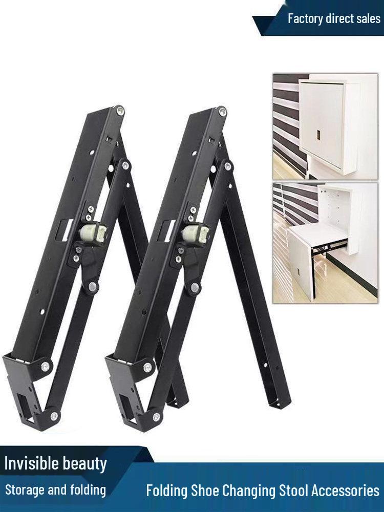 Wall-Mounted Hidden Folding Stool with Hardware Buffer for Shoe Cabinet
