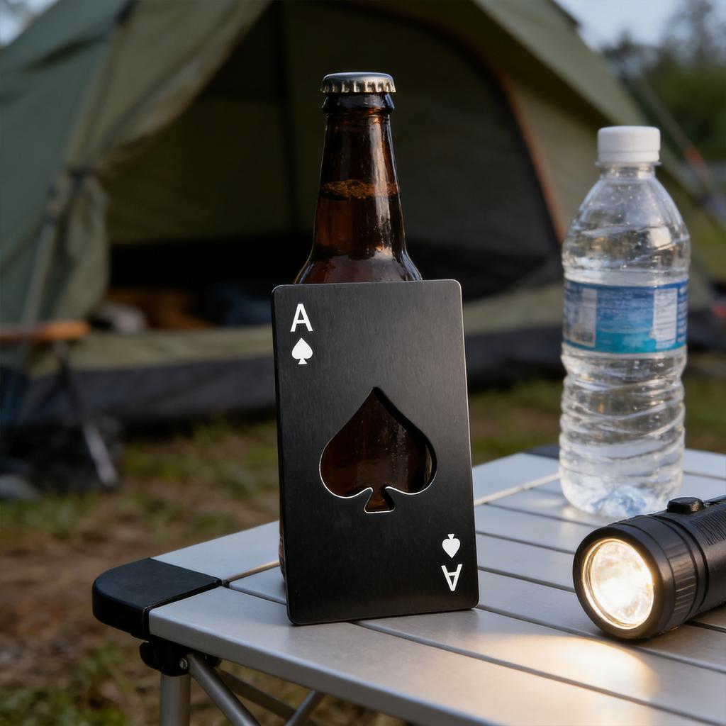 Stainless Steel Bottle Opener Spade A Shape Poker Design for Home Party Decoration