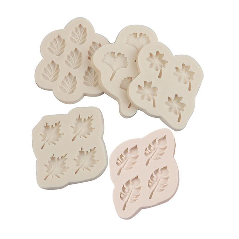 5Pcs Small Freshes Fondant Silicone Mold Ginkgos Bilobas Leaf Four-leaf Clover and Chocolate Decorative Cake Mold