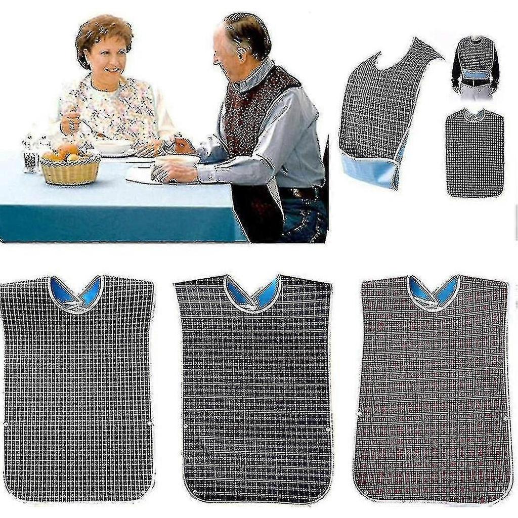 3 Pack Adult Bibs With Crumb Catcher - Washable Adult Dining Bib, Large Adult TAO