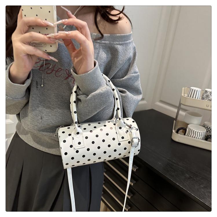 Women's Faux Leather Polka Dot Pillow Bag Stylish Handheld Shoulder Crossbody Purse Fashionable Casual Bag