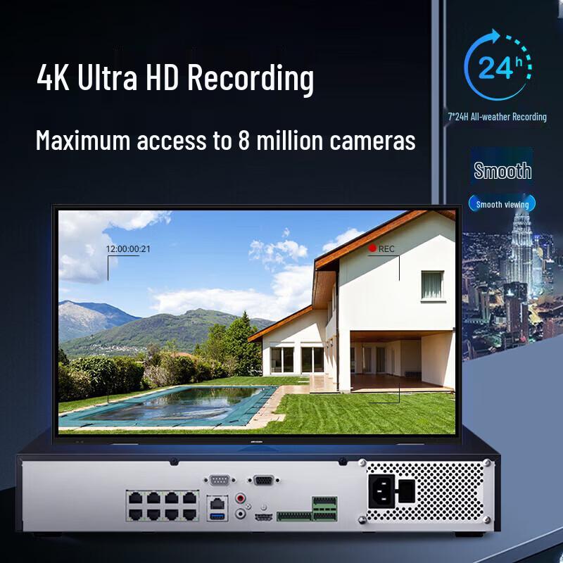 HIKVISION DS-7916N-R4/16P 16-Channel POE NVR with 2x 4TB HDD CN plug (adapter included)