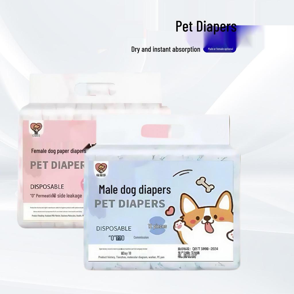 Dog Diapers: 60-Count Puppy & Dog Menstrual Pads for Males and Females