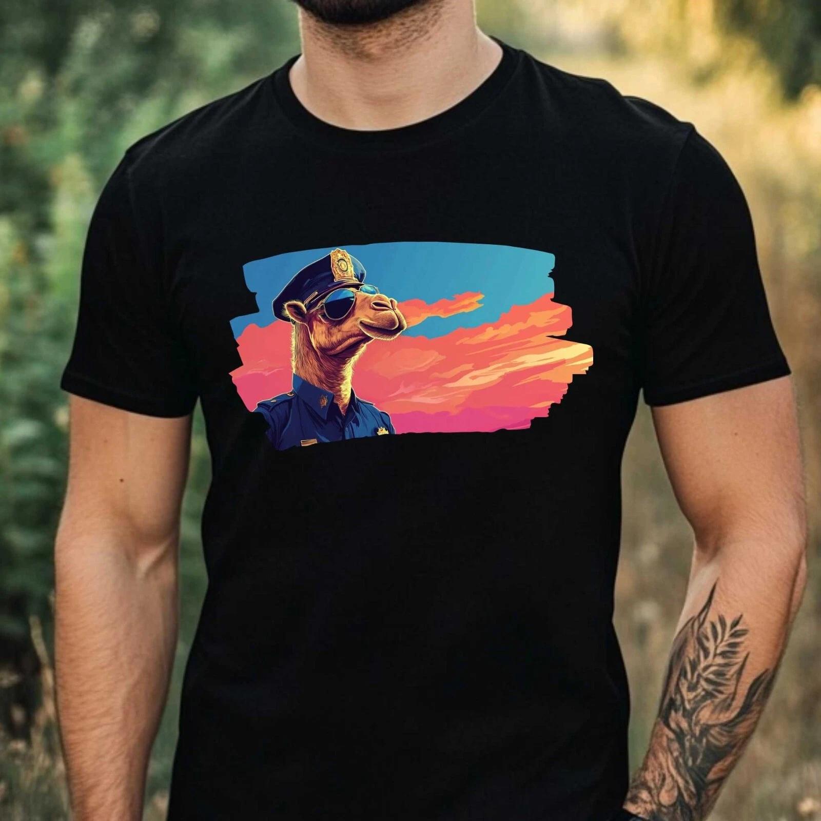 T-Shirt Herren Kamel als Polizist Motiv Baumwolle Größe XS bis 5XL XXXL