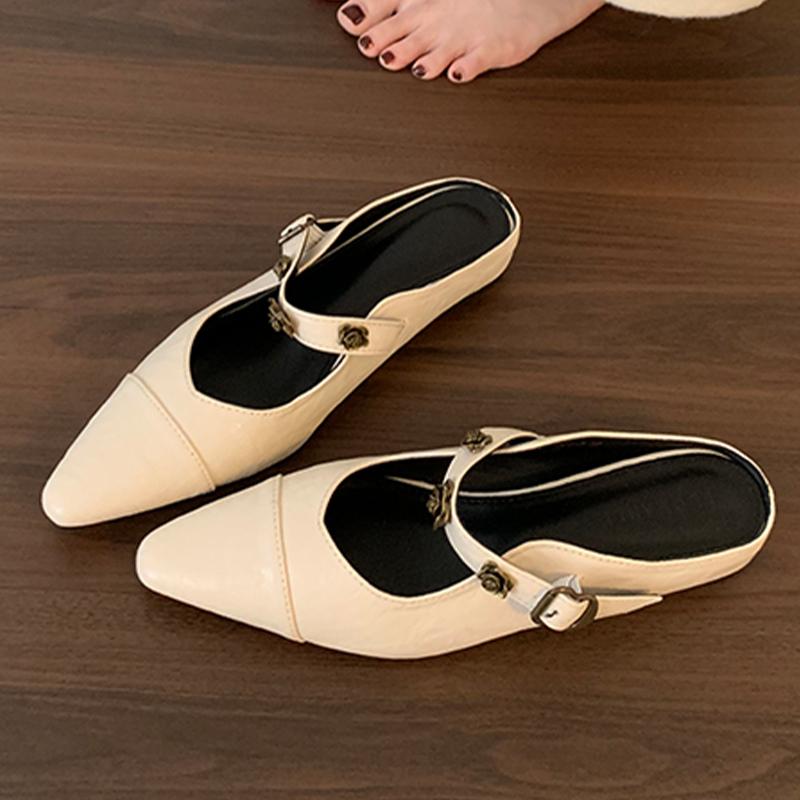 Fashion Flats Pointed Toe Women Slippers Designer Mules Shoes Slingback Summer Woman Sandals 2025 Fashion Cozy New Zapatillas De Mujer