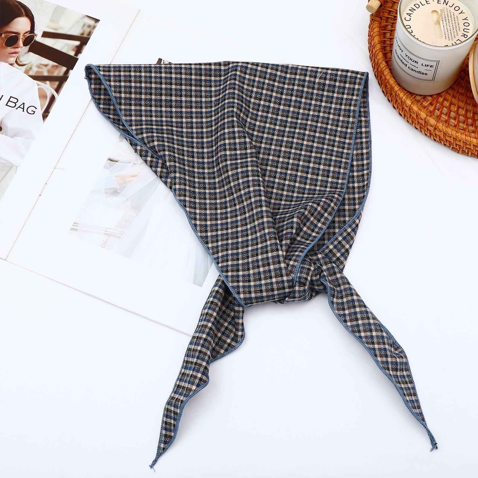 Ретро льняной шарф: Универсальный летний шейный платок для женщин, хлопково-льняной шелковый платок, с принтом