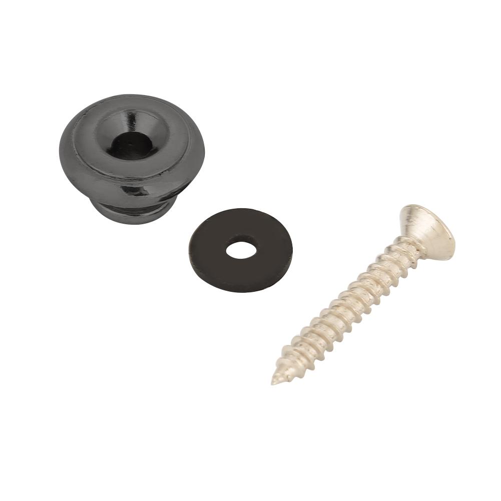 10Pcs Guitar Strap Lock Button Metal End Pin with Screw for Ukulele Electric Bass(Black)