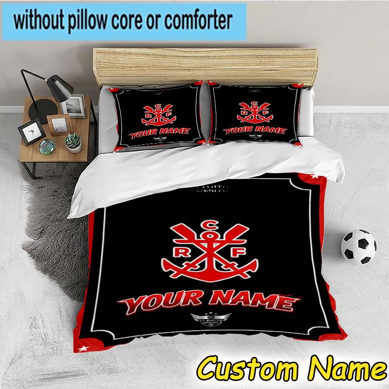 Custom Name FLAMENGO Emblem Design Bedding Set 3PCS Duvet Cover Closure Includes 1 Duvet Cover & 2 Pillowcases for All Seasons Bedroom Decor