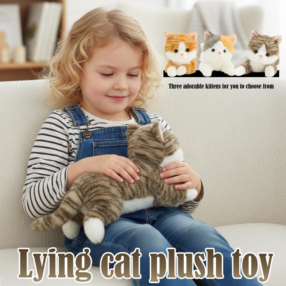 30Cm Fluffy Striped Cat Plush Doll Kitten Toy Cartoon Cute Cushion Pillow Home Decoration Children'S Gift Toy