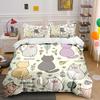 Cute Cartoon Cats With Flowers Print Bedding Set 1 Duvet Cover 2 Pillowcases For Adult And Children Luxury Gift Full Size