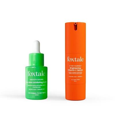 Foxtale Flawless Filter | Smooth Sailing AHA BHA Exfoliating Serum - 30ml + Vitamin C Face Serum - 30ml