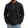 Mens Solid Corduroy Relaxed Fit Long Sleeve Polo Shirt Casual Wear