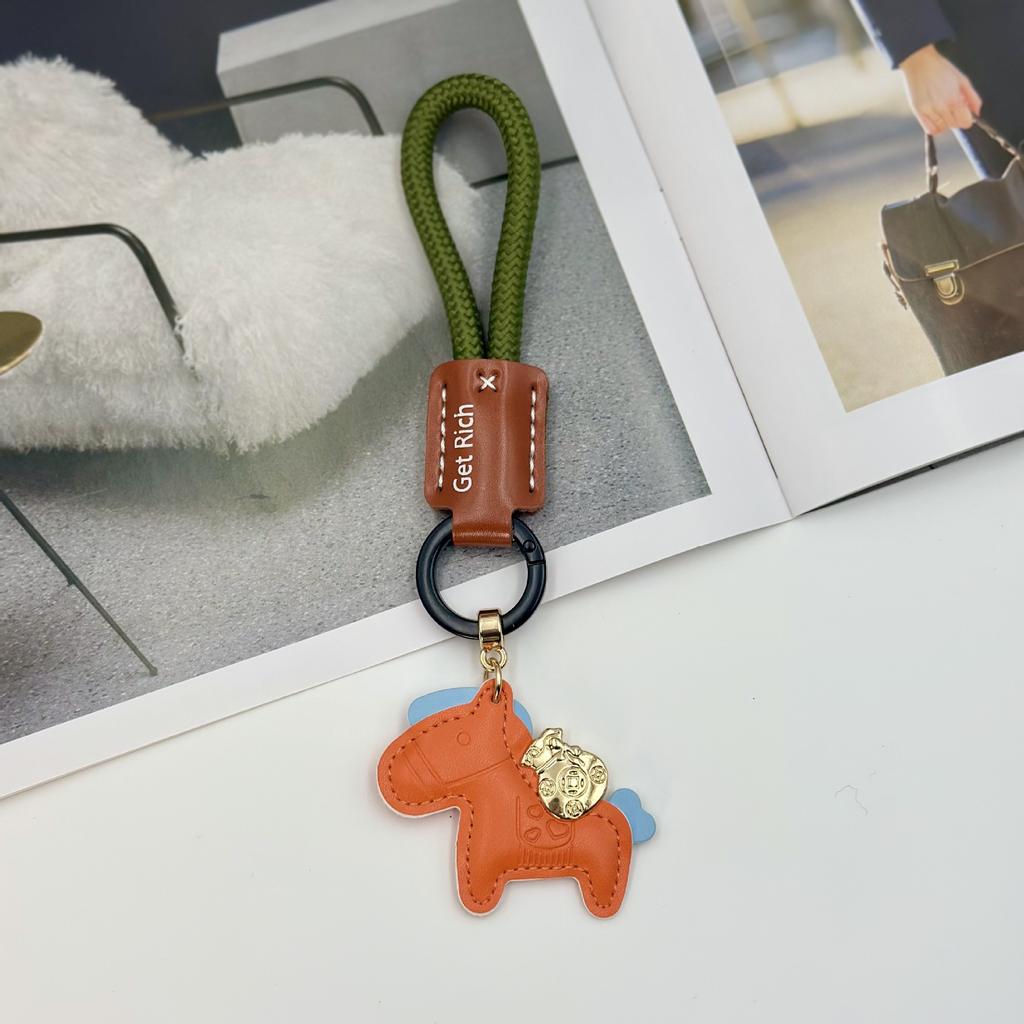 Instant Rich Cowhide Creative Exquisite Simple Couple Gift Cute Bag Pendant Car Keychain