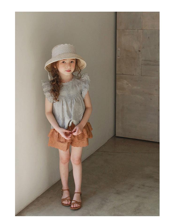 Girls' Lace Skirt Shorts - Lightweight Summer Cotton for Ages 3-10