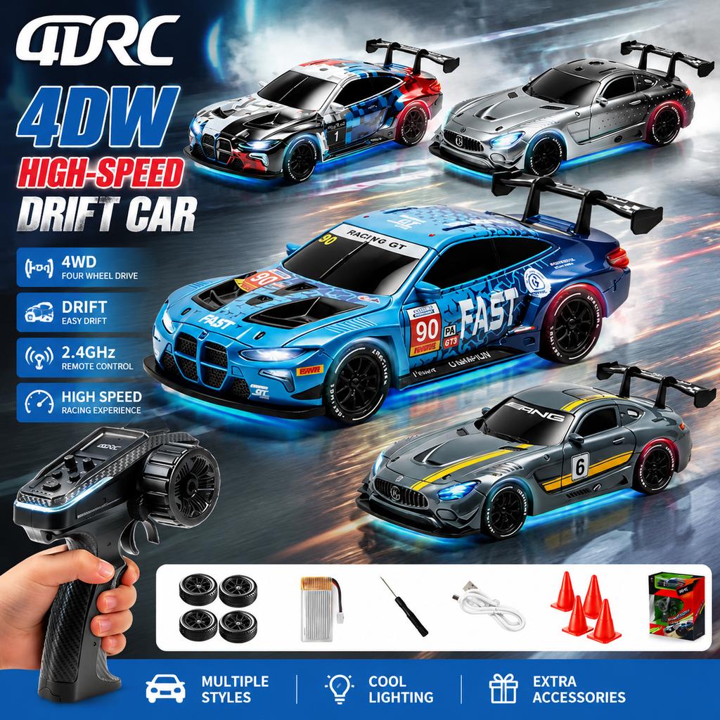 4DRC 1/43 4WD RC Drift Car 2.4GHz High Speed Remote Control Racing Car Desktop Mini Cars Cars for Boys Kids Toy Birthday Gift H6