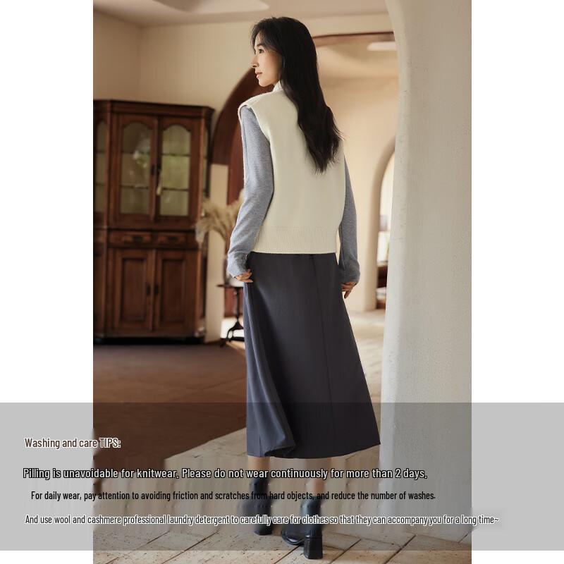 VICTORIA&VERA Women's Winter High-Neck Asymmetrical Knit Vest