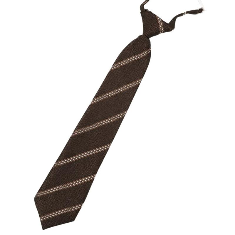 Brown Checkered Striped Neck Tie Pre-Tied Bowtie for Japanese JK School Uniform