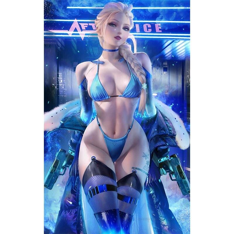 Print Game Black Stockings Avalon  Nude Sexy Girl Art Canvas Poster Living Room Bedroom Home Wall Picture