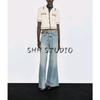 MD Autumn New Women Clothes Graceful Gold Cotton Polo Collar Short Sleeve Knitted Cardigan 5766575