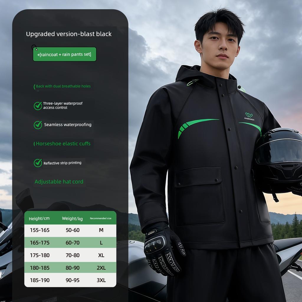 Motorcycle Riding Raincoat Suit for Delivery Riders, Men's Full-Body Anti-Storm Split-Type Riding Gear
